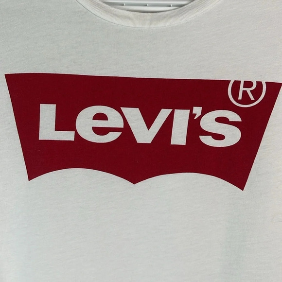 LEVIS White Red Tab Graphic Logo Crewneck T-Shirt Short Sleeve Cotton M - Picture 3 of 11